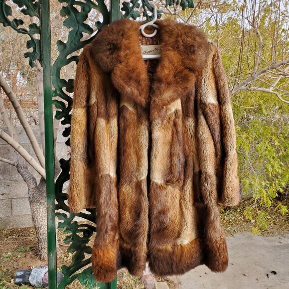 Vintage Opossum Fur Coat Womens S/M Brown Hopper Furs Knee Length - Picture 3 of 16